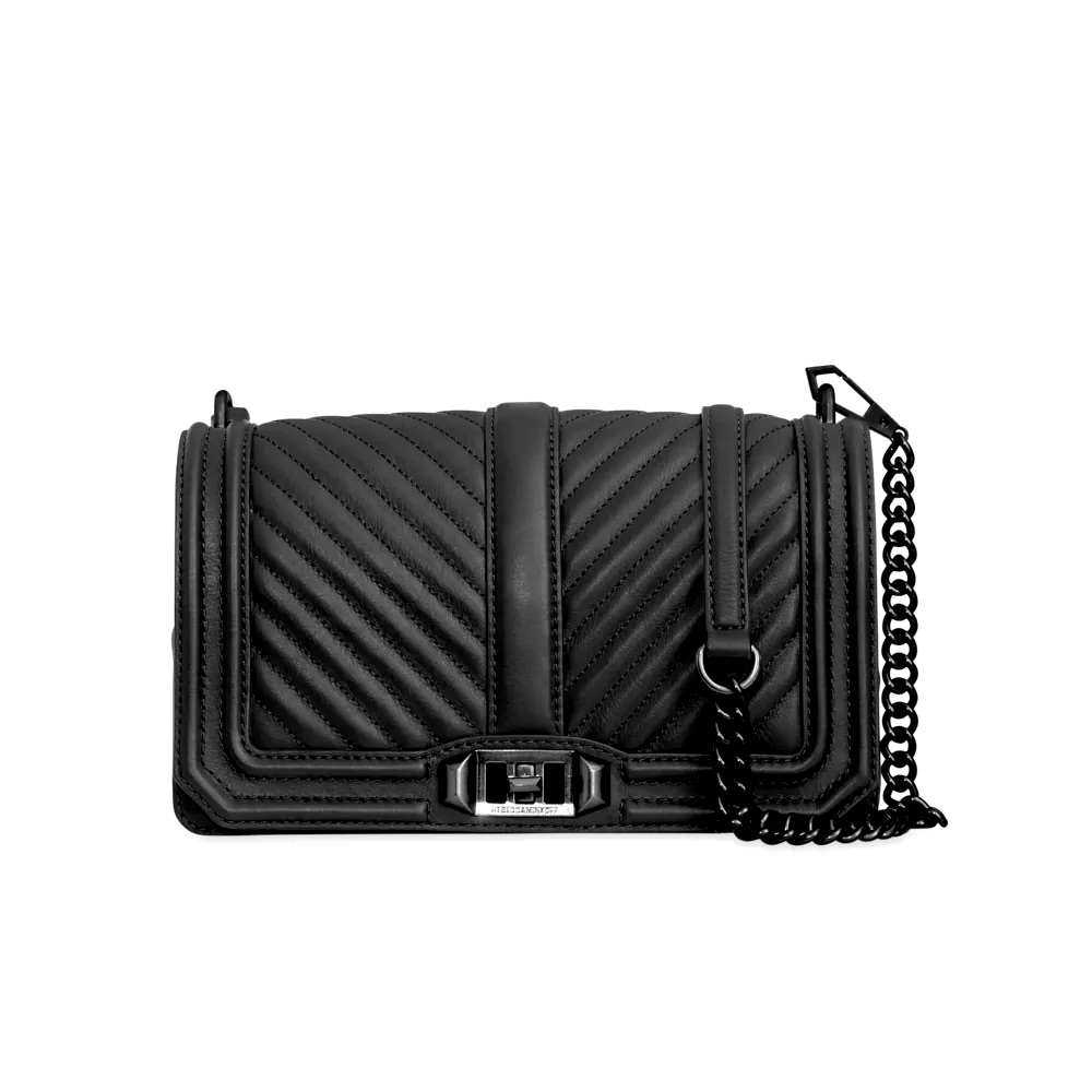 Rebecca Minkoff Black Chevron Quilted Love Crossbody Bag